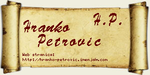 Hranko Petrović vizit kartica